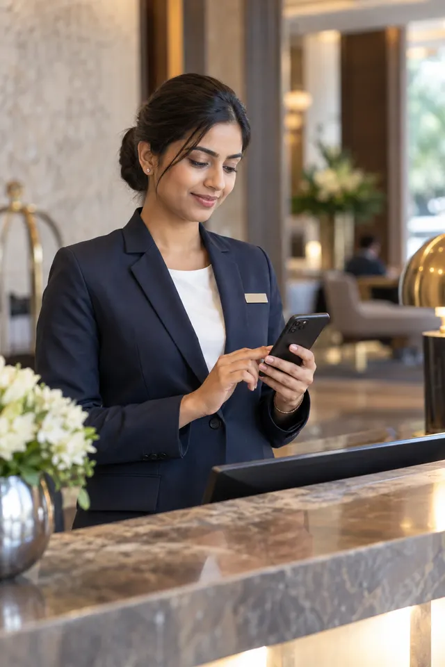 Illustrative administrator using a smartphone